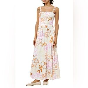 FRNCH Paris Vibrant Floral Dress, smocked sundress, strapless sundress, maxi